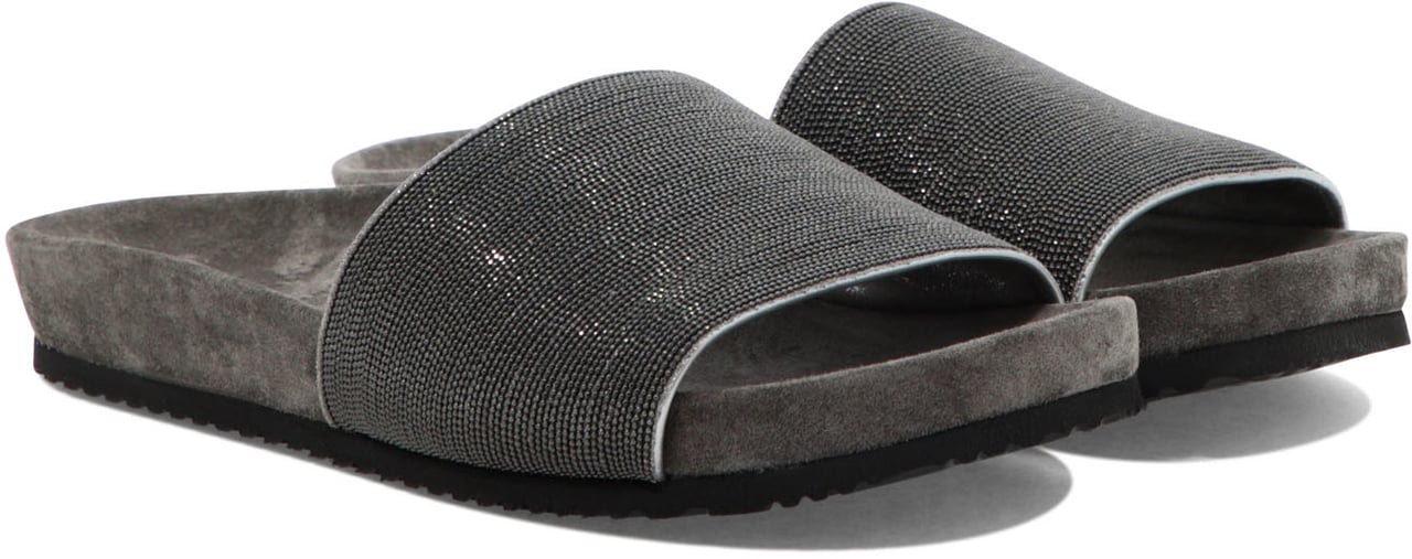 Brunello Cucinelli Suede "Precious" slides Grijs