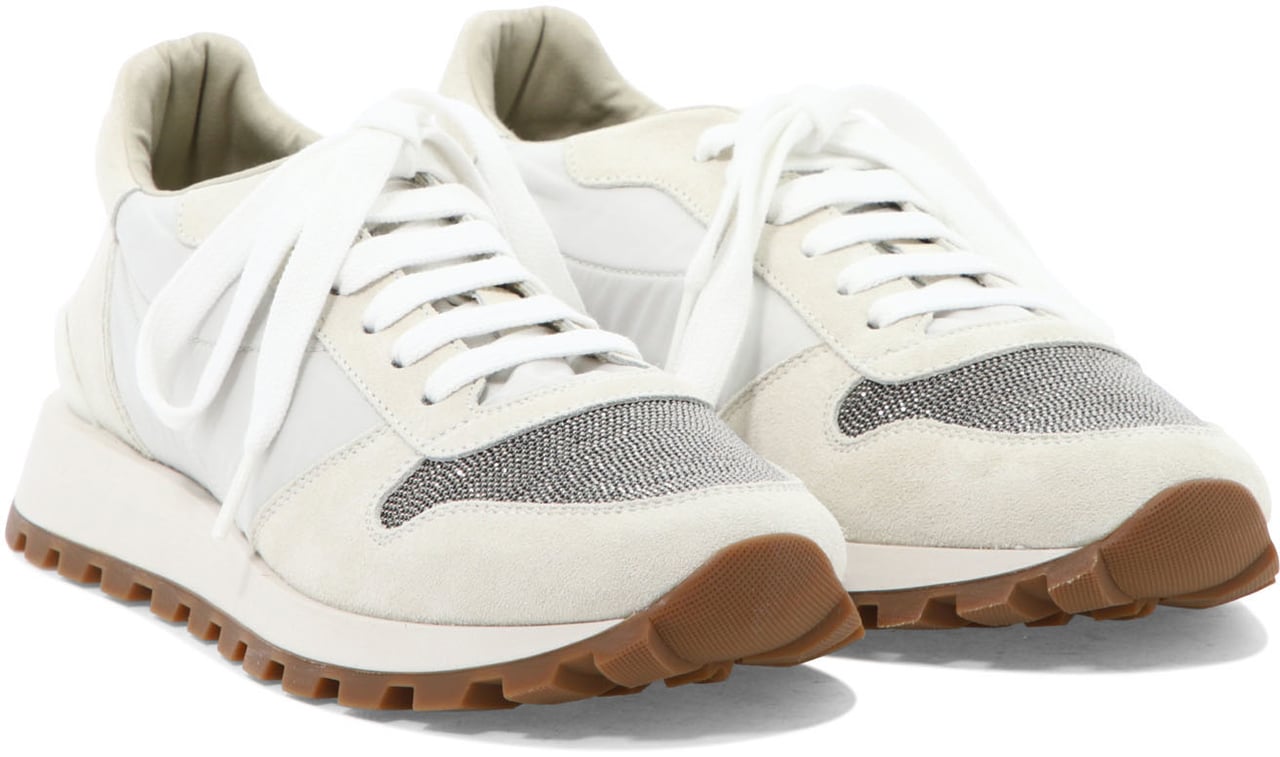 Brunello Cucinelli Suede and techno fabric "Runners" sneakers with Precious Toe Wit