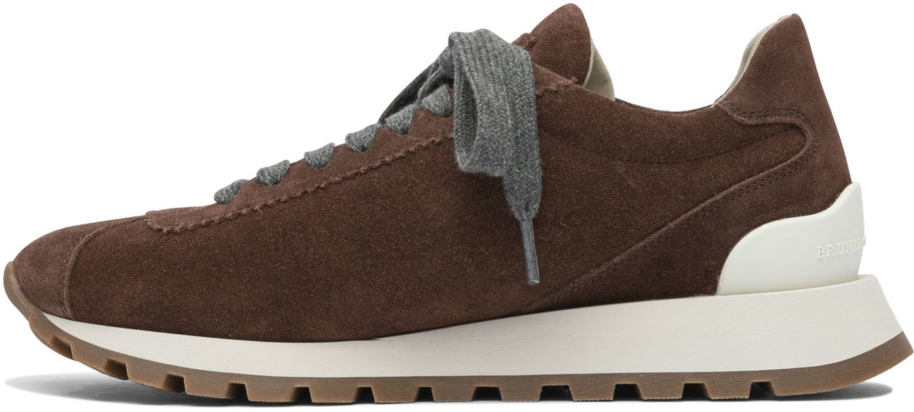 Brunello Cucinelli Suede "Runners" Sneakers with Shiny Tab Rood