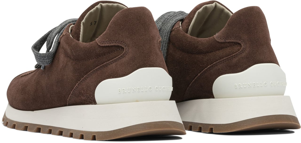 Brunello Cucinelli Suede "Runners" Sneakers with Shiny Tab Rood