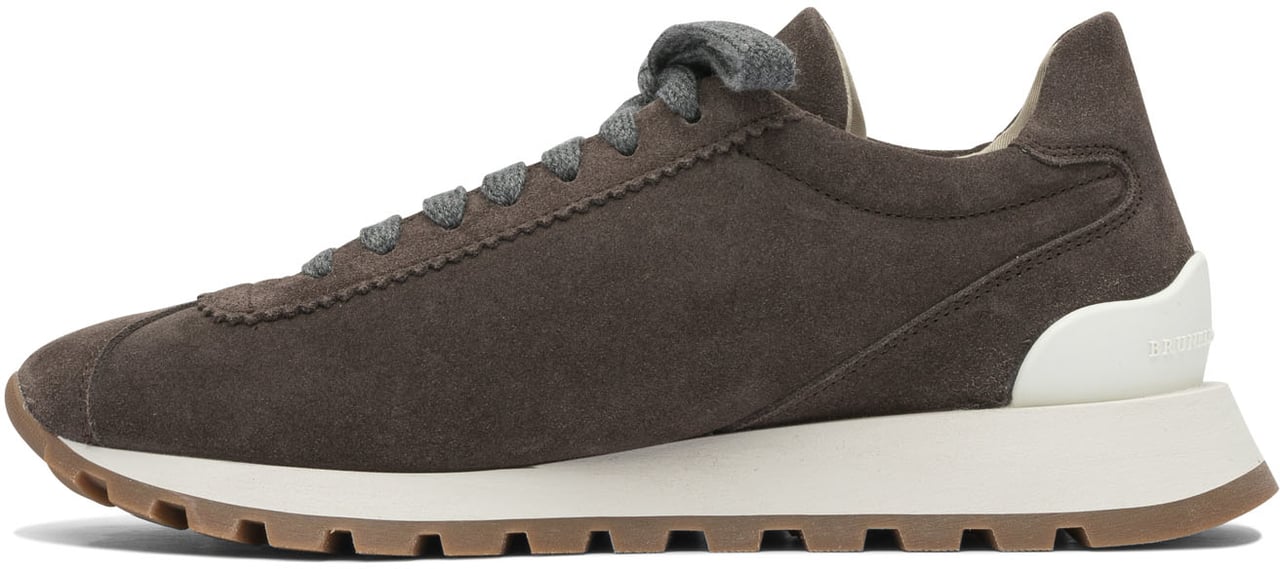 Brunello Cucinelli Suede "Runners" Sneakers with Shiny Tab Bruin