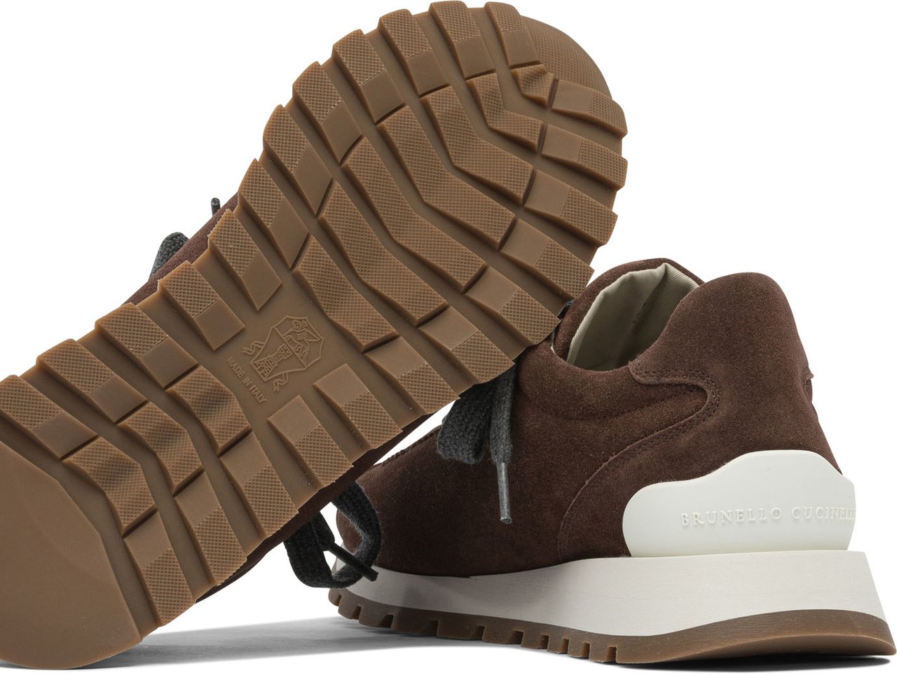 Brunello Cucinelli Suede "Runners" Sneakers with Shiny Tab Rood