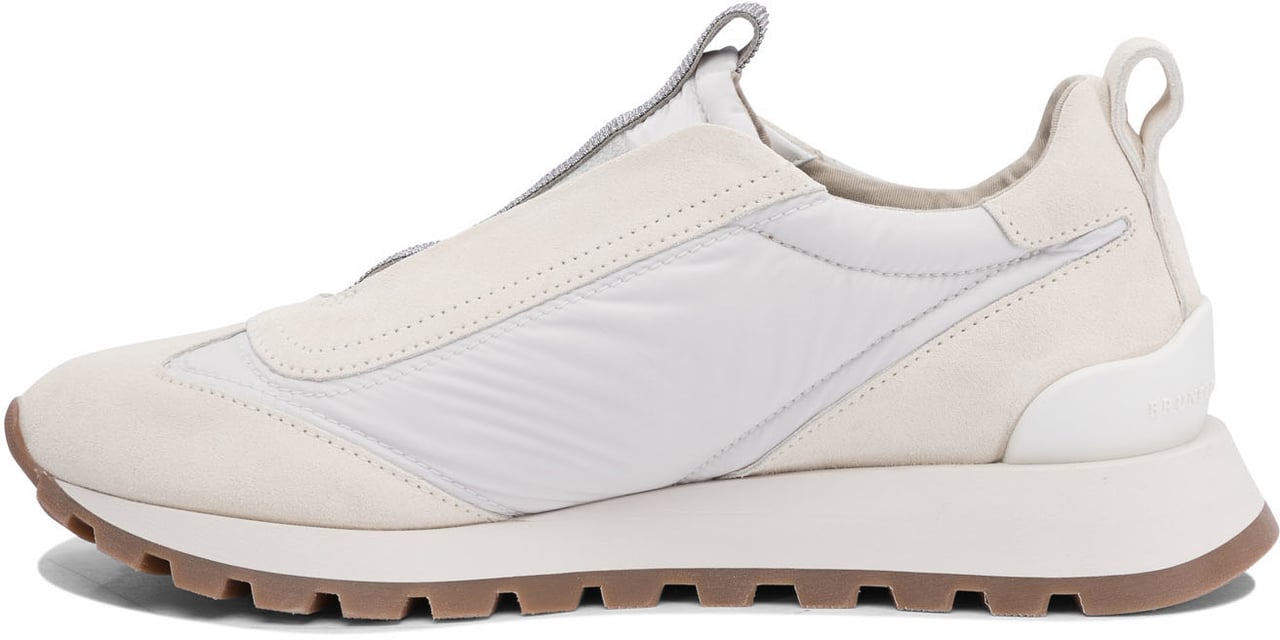 Brunello Cucinelli Suede and fabric "Runners" sneaker with Precious Detail Wit