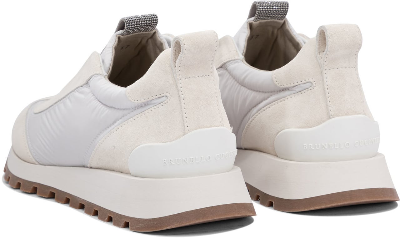 Brunello Cucinelli Suede and fabric "Runners" sneaker with Precious Detail Wit