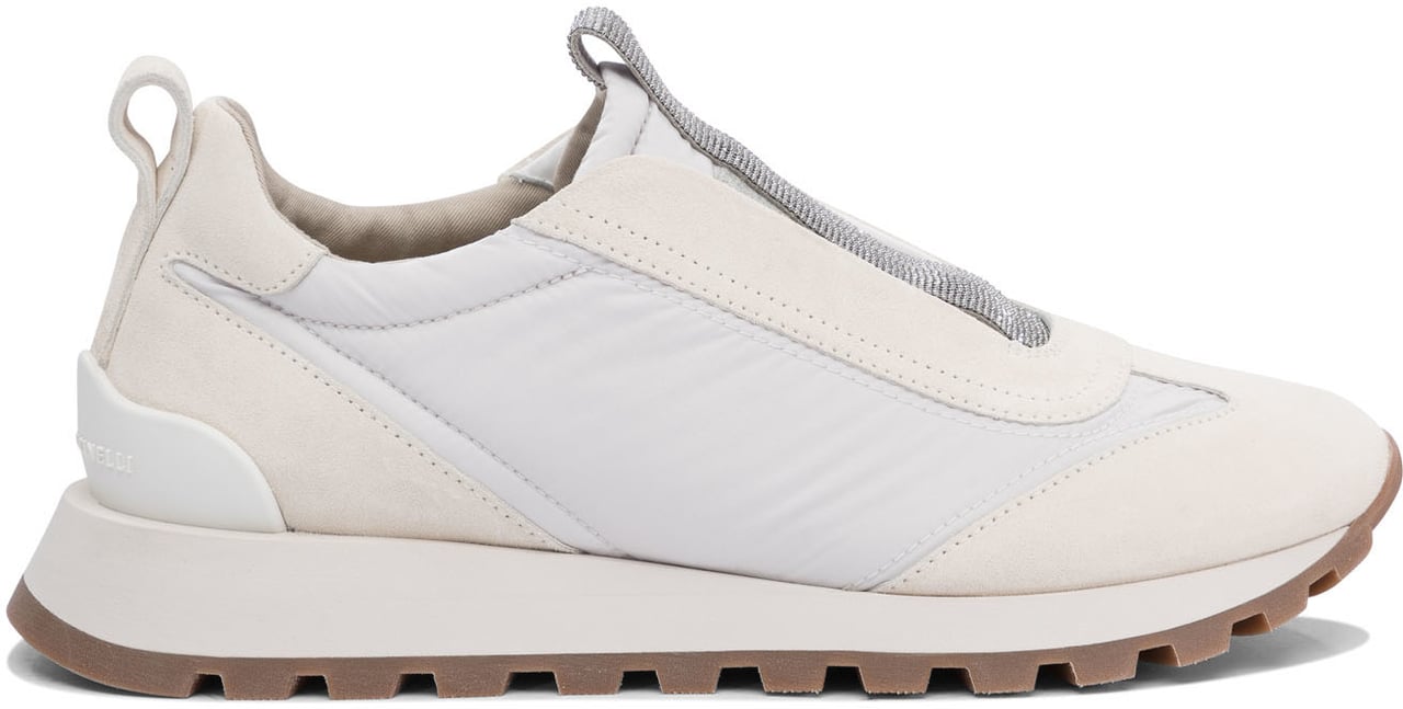 Brunello Cucinelli Suede and fabric "Runners" sneaker with Precious Detail Wit