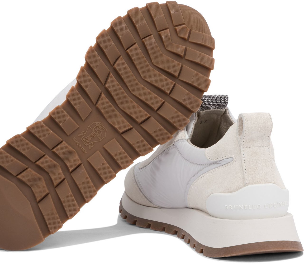Brunello Cucinelli Suede and fabric "Runners" sneaker with Precious Detail Wit