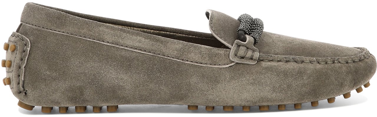 Brunello Cucinelli Suede loafers with jewel detailing Bruin