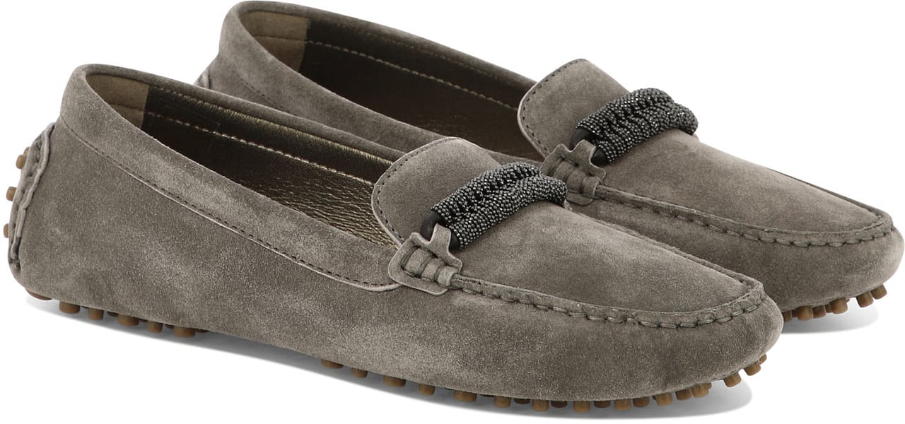 Brunello Cucinelli Suede loafers with jewel detailing Bruin
