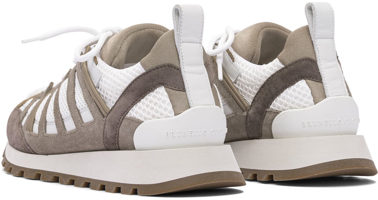 Brunello Cucinelli Suede and techno fabric "Runners" sneaker with Shiny Loop Detail Bruin
