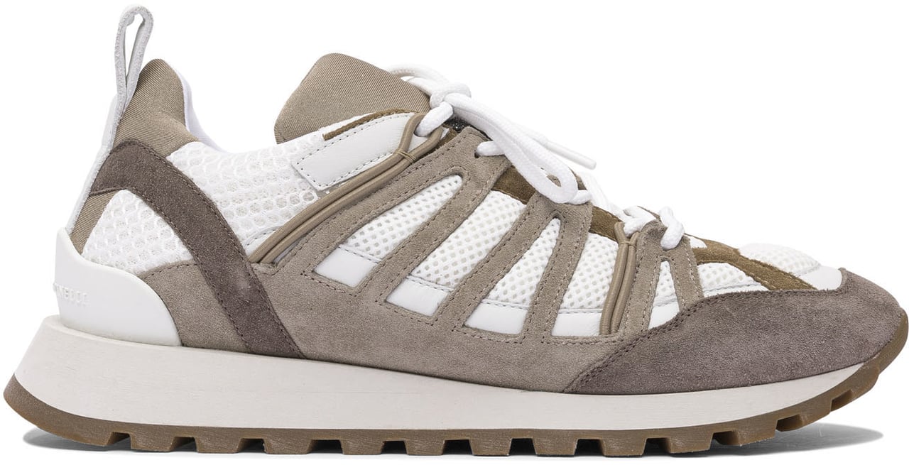 Brunello Cucinelli Suede and techno fabric "Runners" sneaker with Shiny Loop Detail Bruin