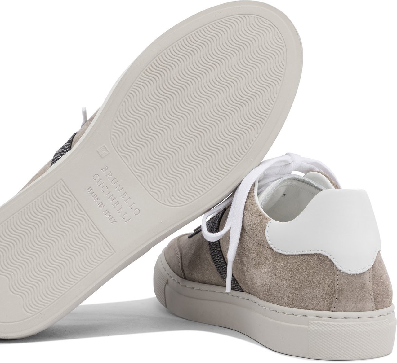 Brunello Cucinelli Suede sneakers with monil detailing Grijs