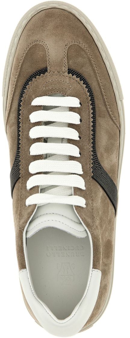 Brunello Cucinelli Suede sneakers with monil detailing Grijs