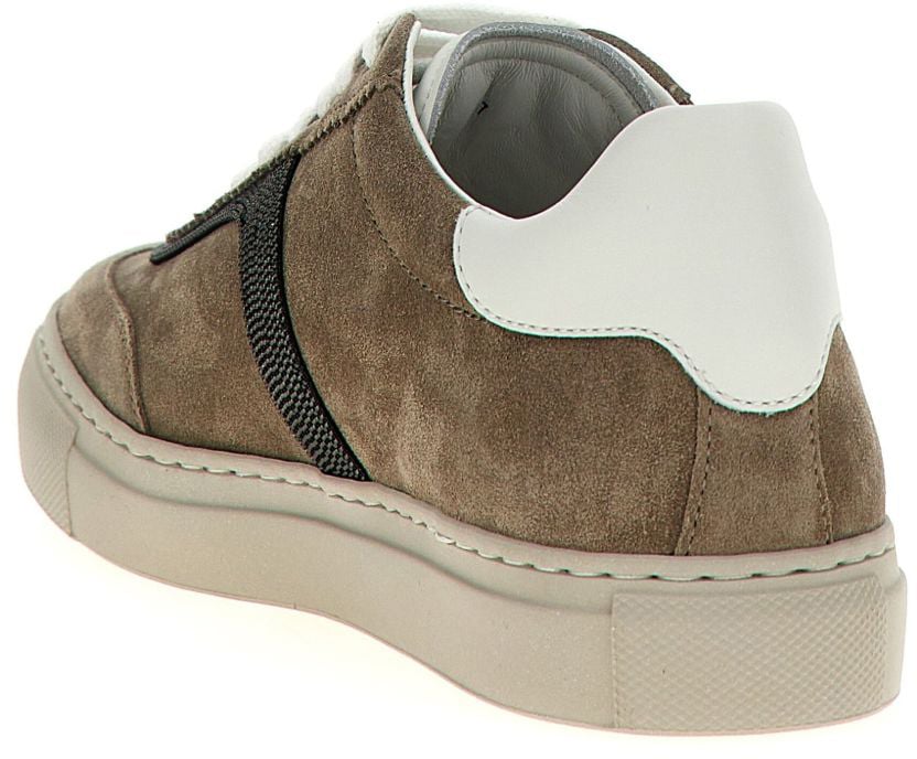 Brunello Cucinelli Suede sneakers with monil detailing Grijs
