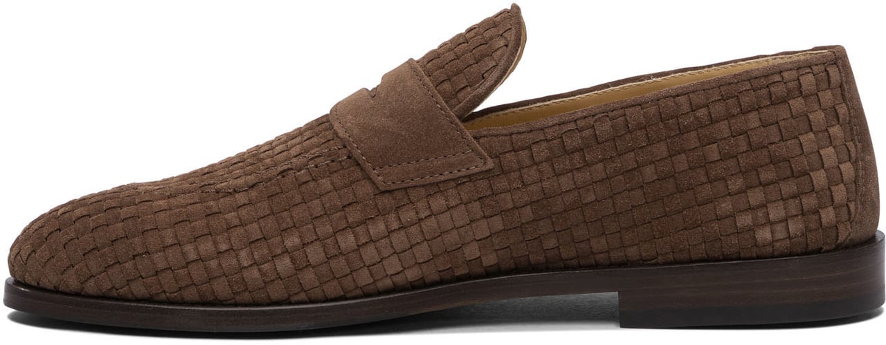 Brunello Cucinelli Woven Suede "Penny" Loafers Bruin