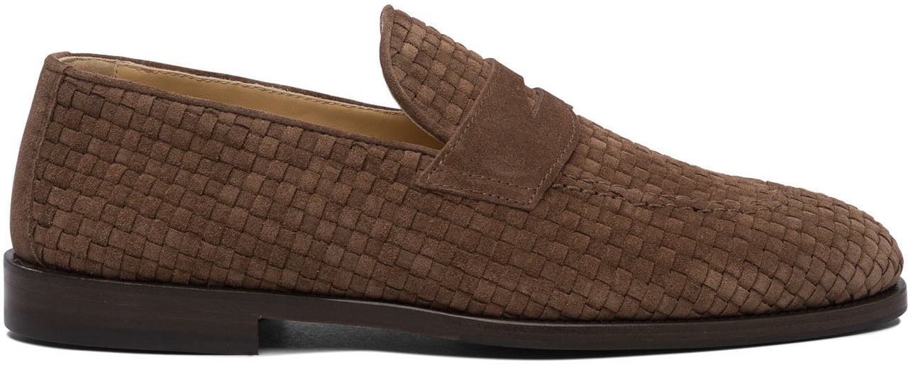 Brunello Cucinelli Woven Suede "Penny" Loafers Bruin