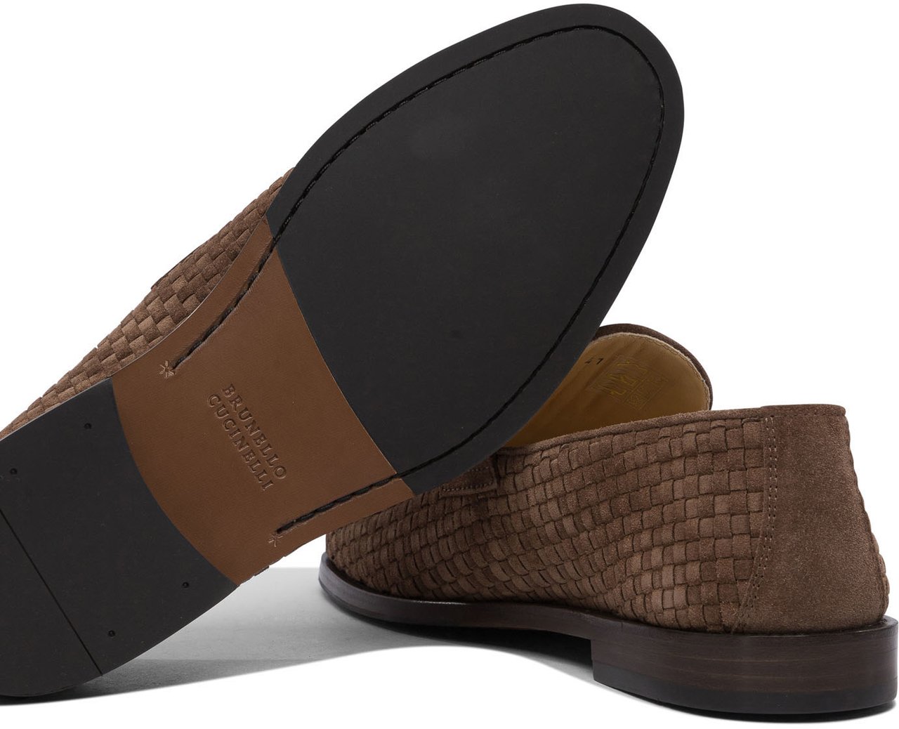 Brunello Cucinelli Woven Suede "Penny" Loafers Bruin
