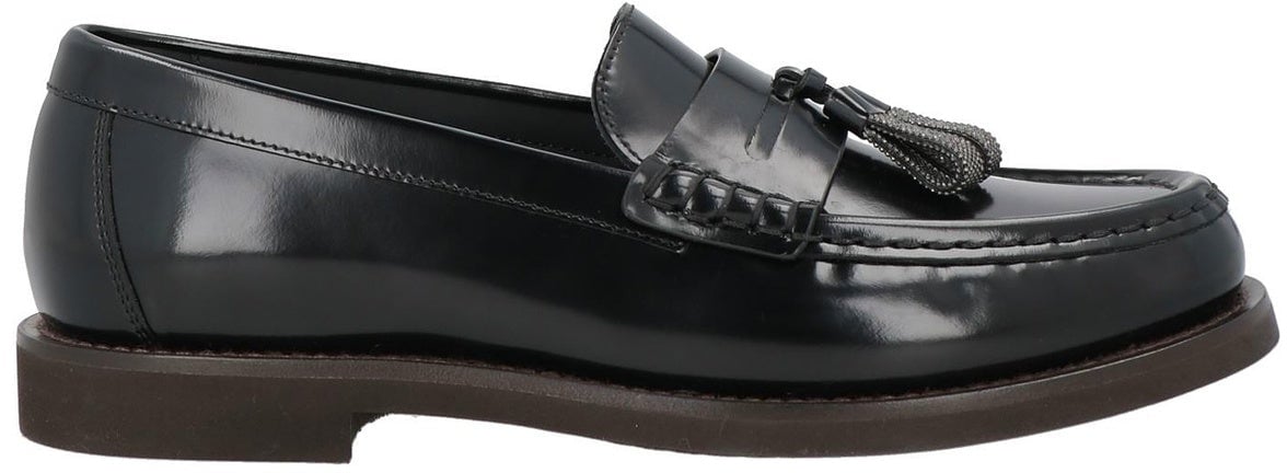 Brunello Cucinelli Brunello Cucinelli Leather Penny Loafer Zwart