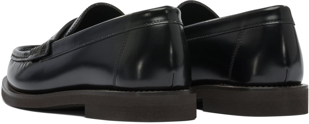 Brunello Cucinelli Leather loafers with jewel detailing Zwart