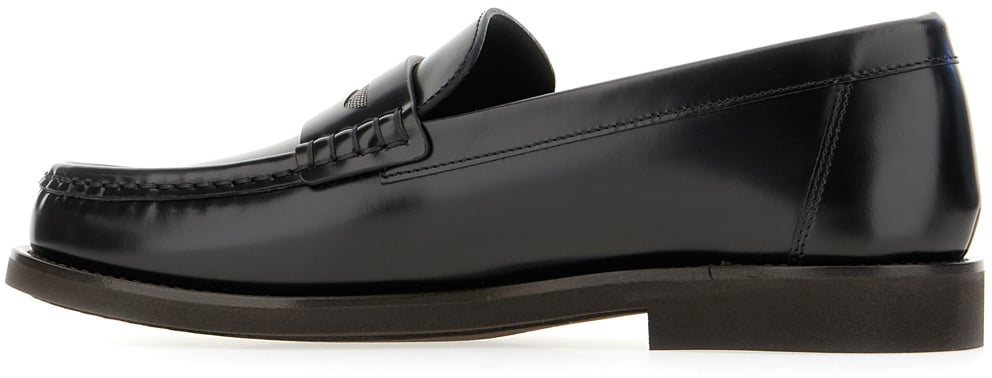 Brunello Cucinelli Brunello Cucinelli Black leather loafers Zwart