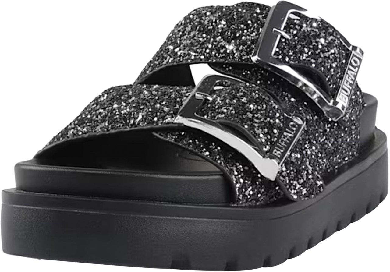 Buffalo London Raya Ari Glam Slippers Zwart