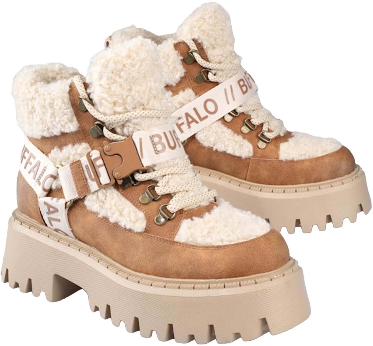 Buffalo London Aspen Com Mid Warm Boots Beige