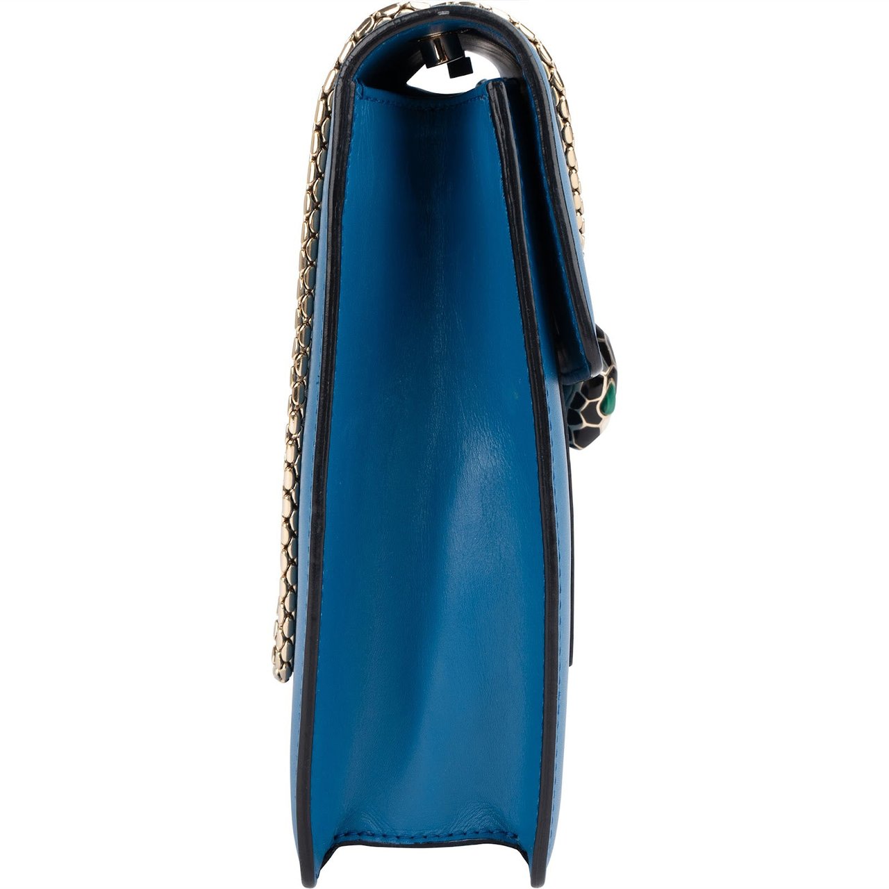Bulgari Bleu Leather Serpenti Forever Flap Crossbody Bag Blauw