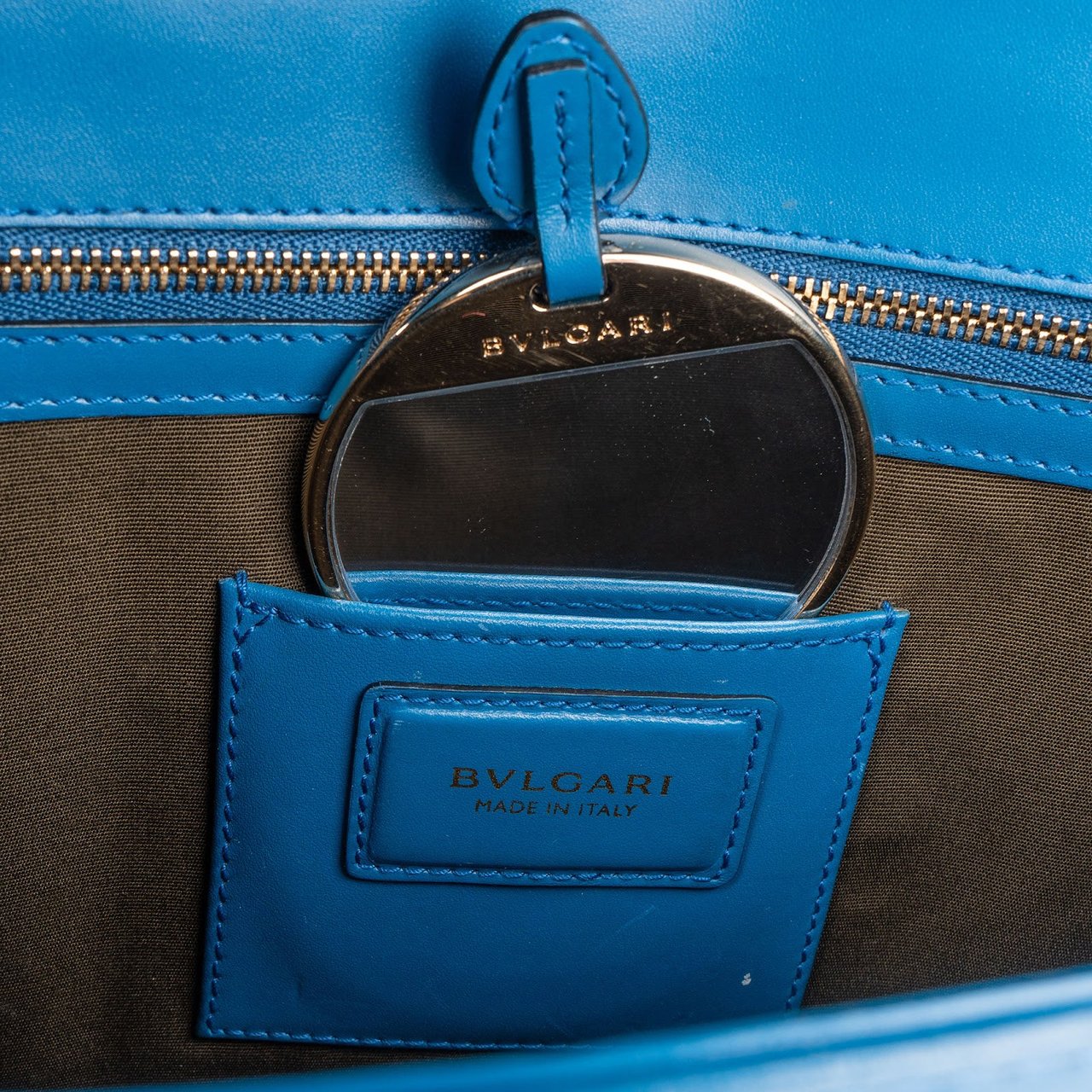 Bulgari Bleu Leather Serpenti Forever Flap Crossbody Bag Blauw