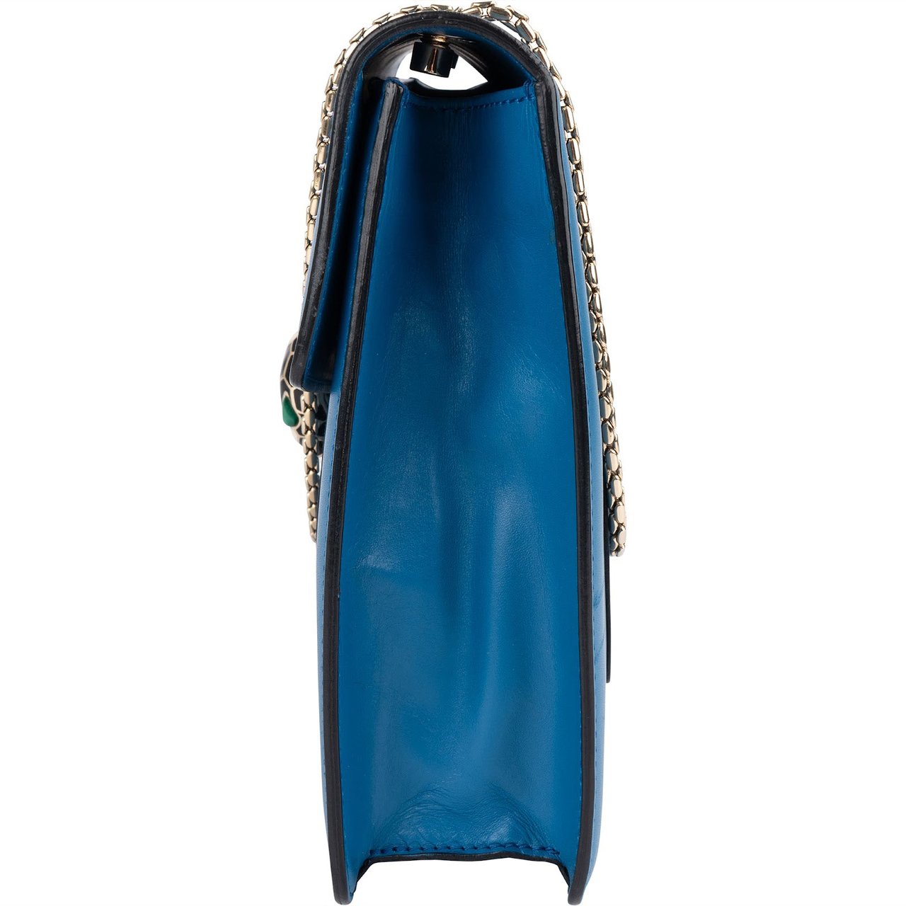 Bulgari Bleu Leather Serpenti Forever Flap Crossbody Bag Blauw