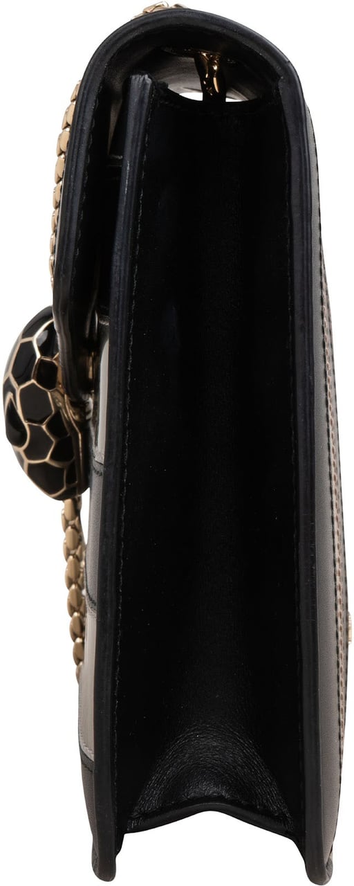 Bulgari Striped Leather Serpenti Forever Crossbody Bag Zwart