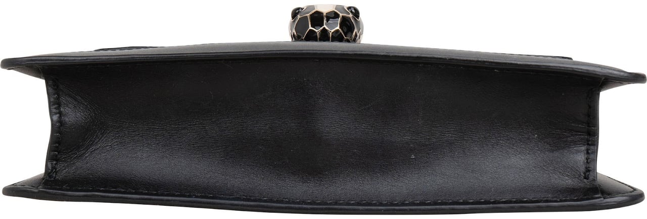 Bulgari Striped Leather Serpenti Forever Crossbody Bag Zwart