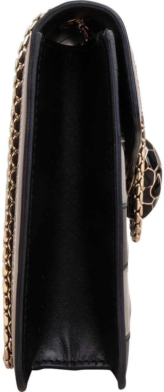 Bulgari Striped Leather Serpenti Forever Crossbody Bag Zwart