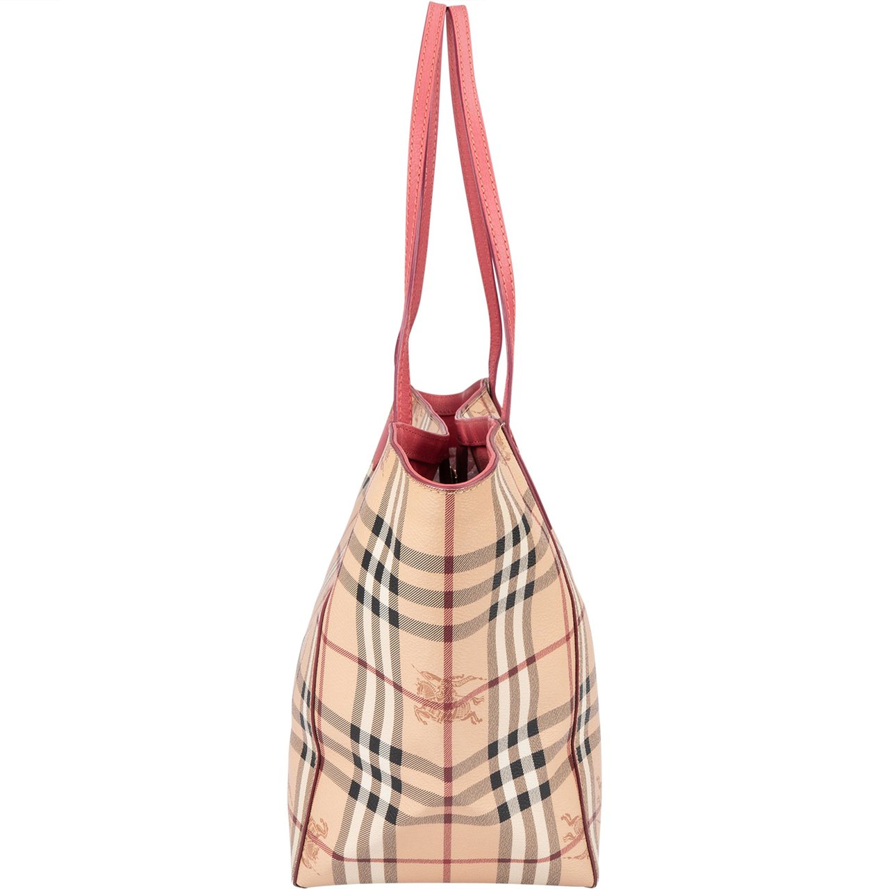 Burberry Burberry Leather Haymarket Check Shoulder Bag Beige