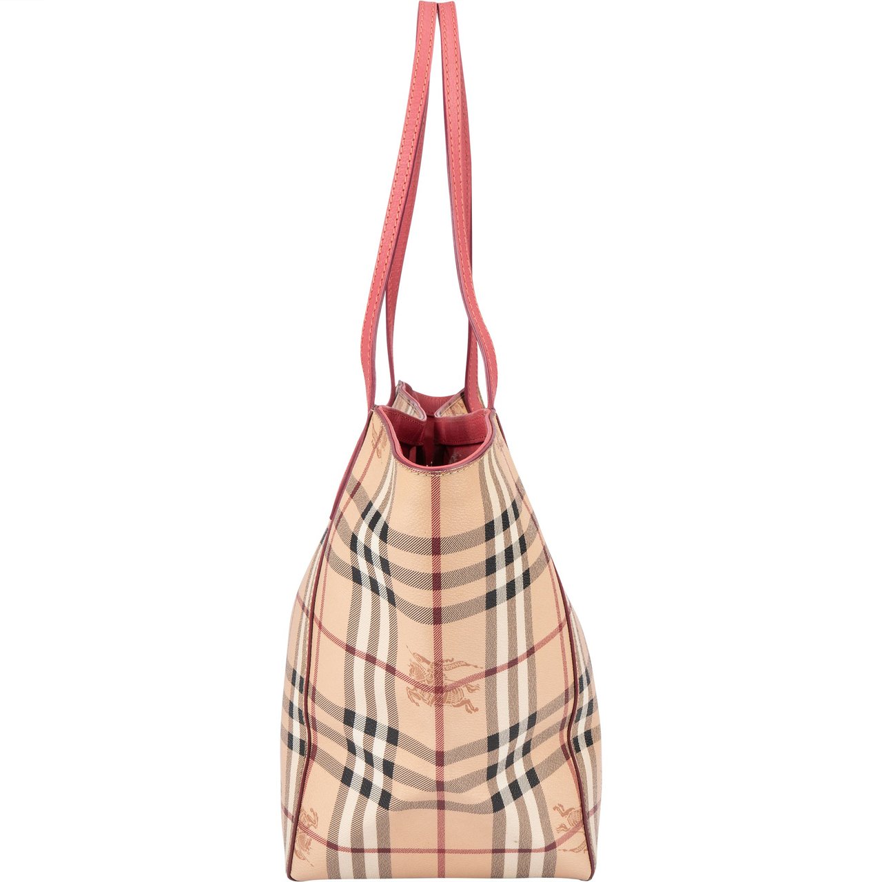 Burberry Burberry Leather Haymarket Check Shoulder Bag Beige