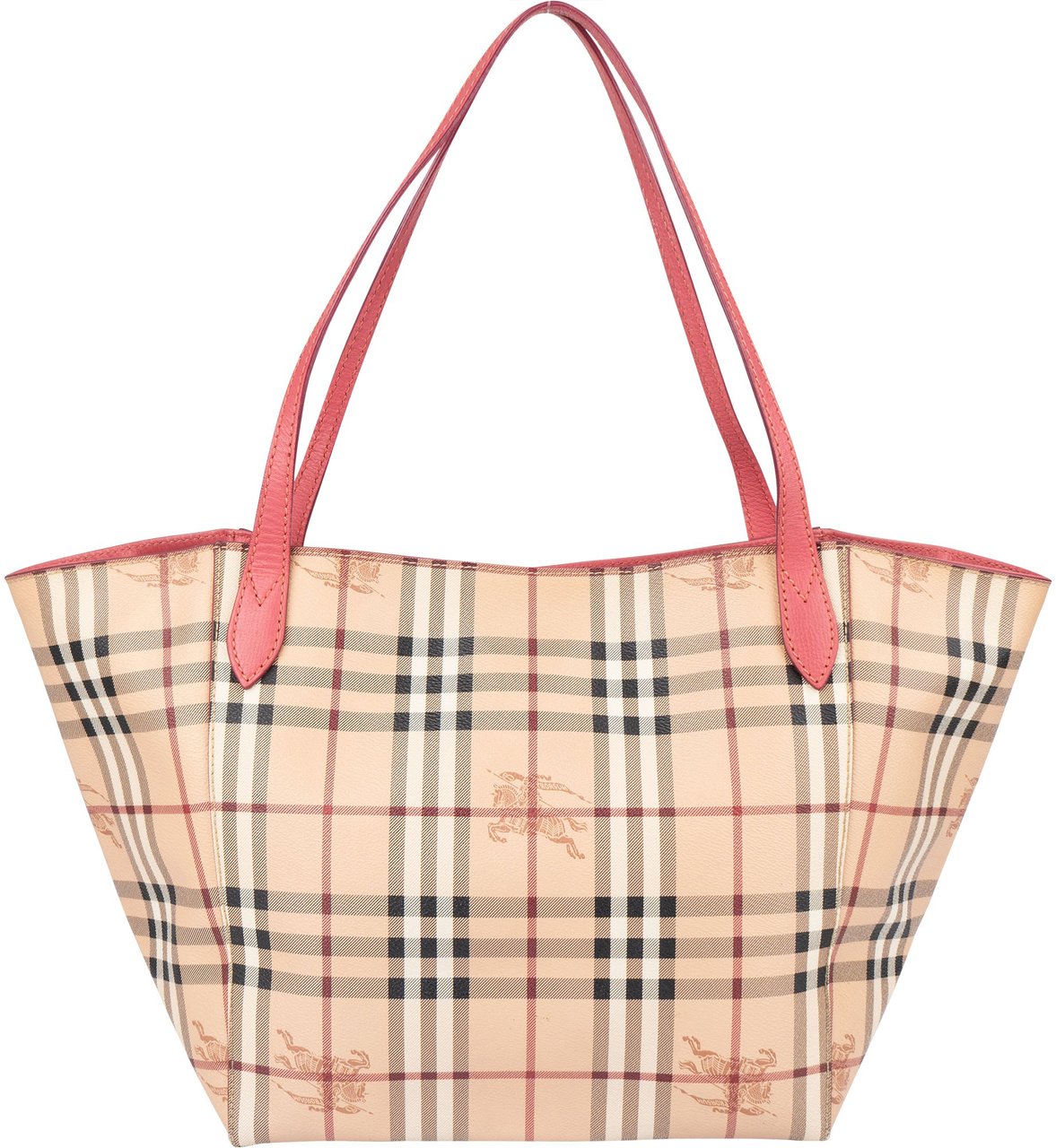 Burberry Burberry Leather Haymarket Check Shoulder Bag Beige