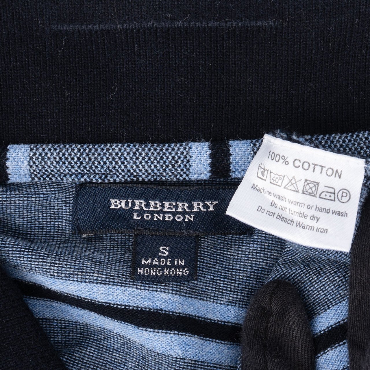 Burberry Burberry Blue Label Striped Polo Shirt (M) Blauw