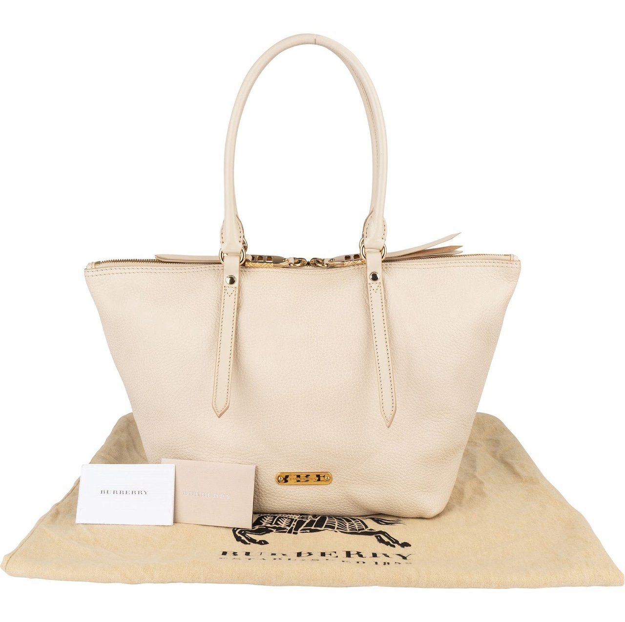 Burberry Grainy Leather Blaze Tote Handbag Wit