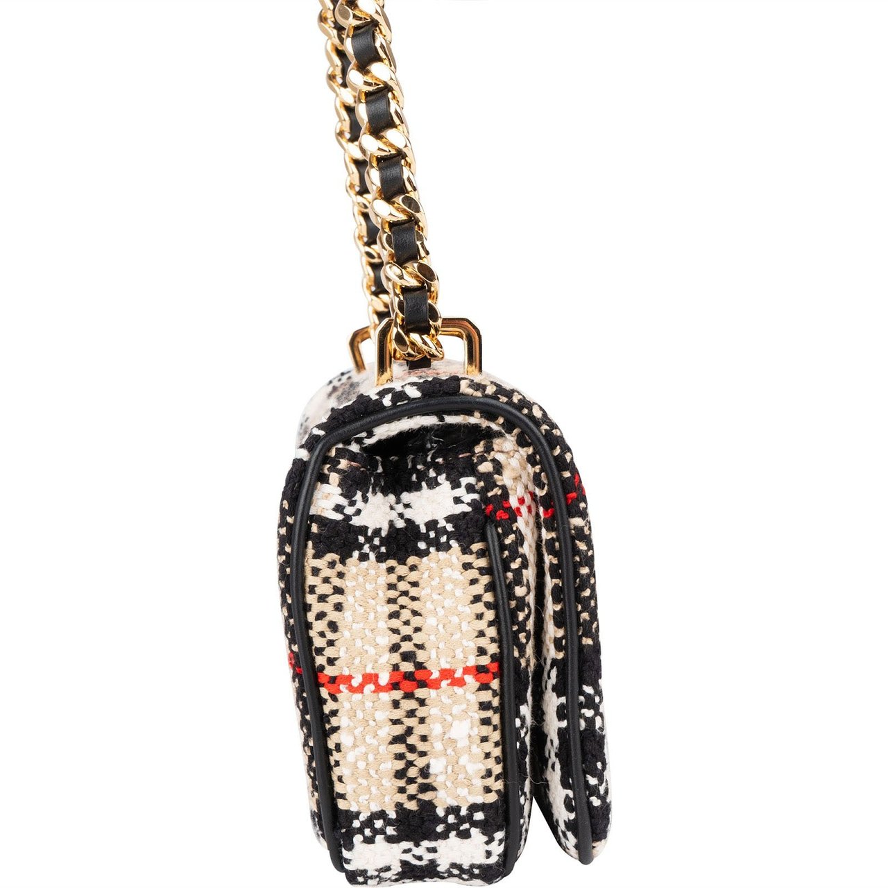 Burberry Tweed Check Lola Small Bouclé TB Crossbody Bag Beige