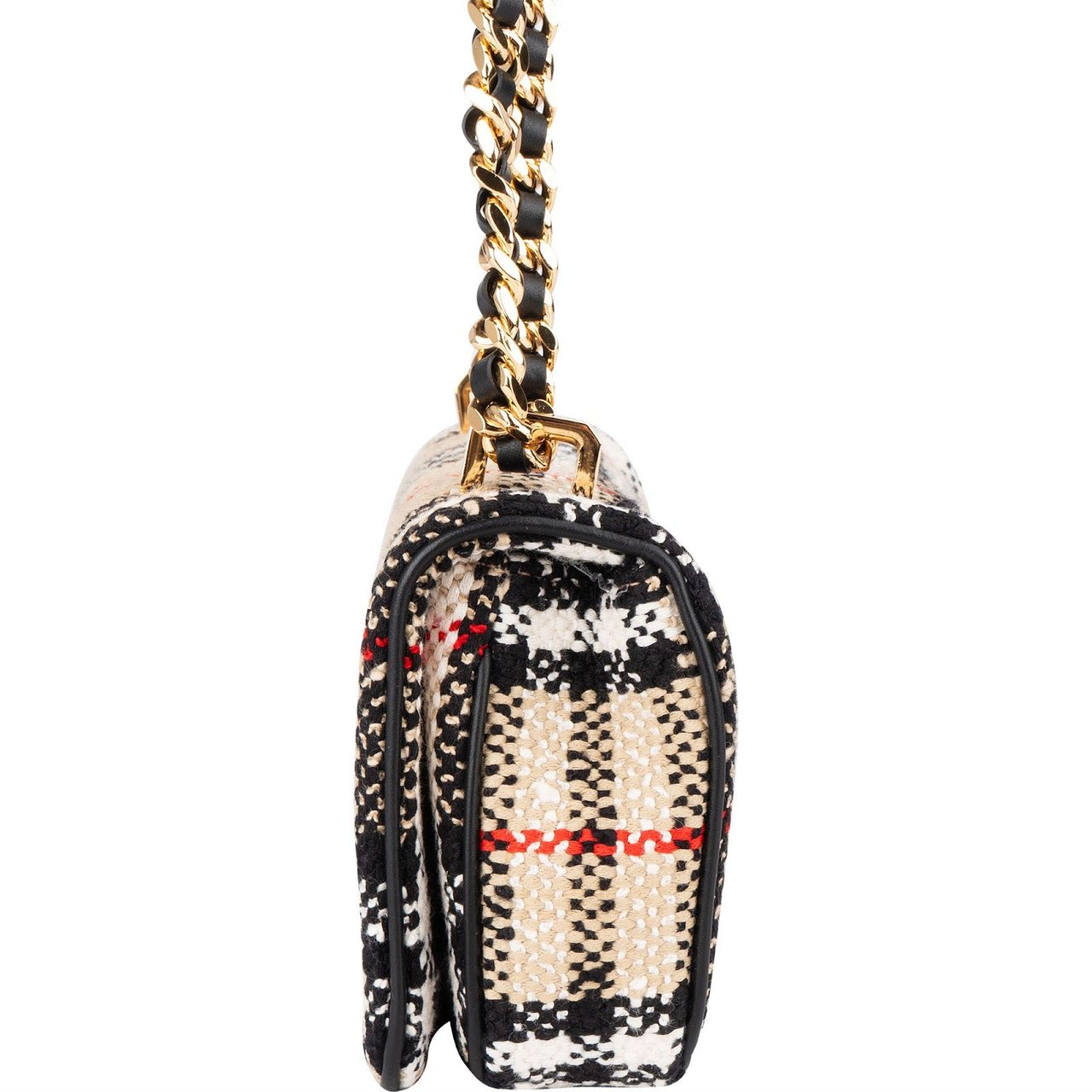 Burberry Tweed Check Lola Small Bouclé TB Crossbody Bag Beige