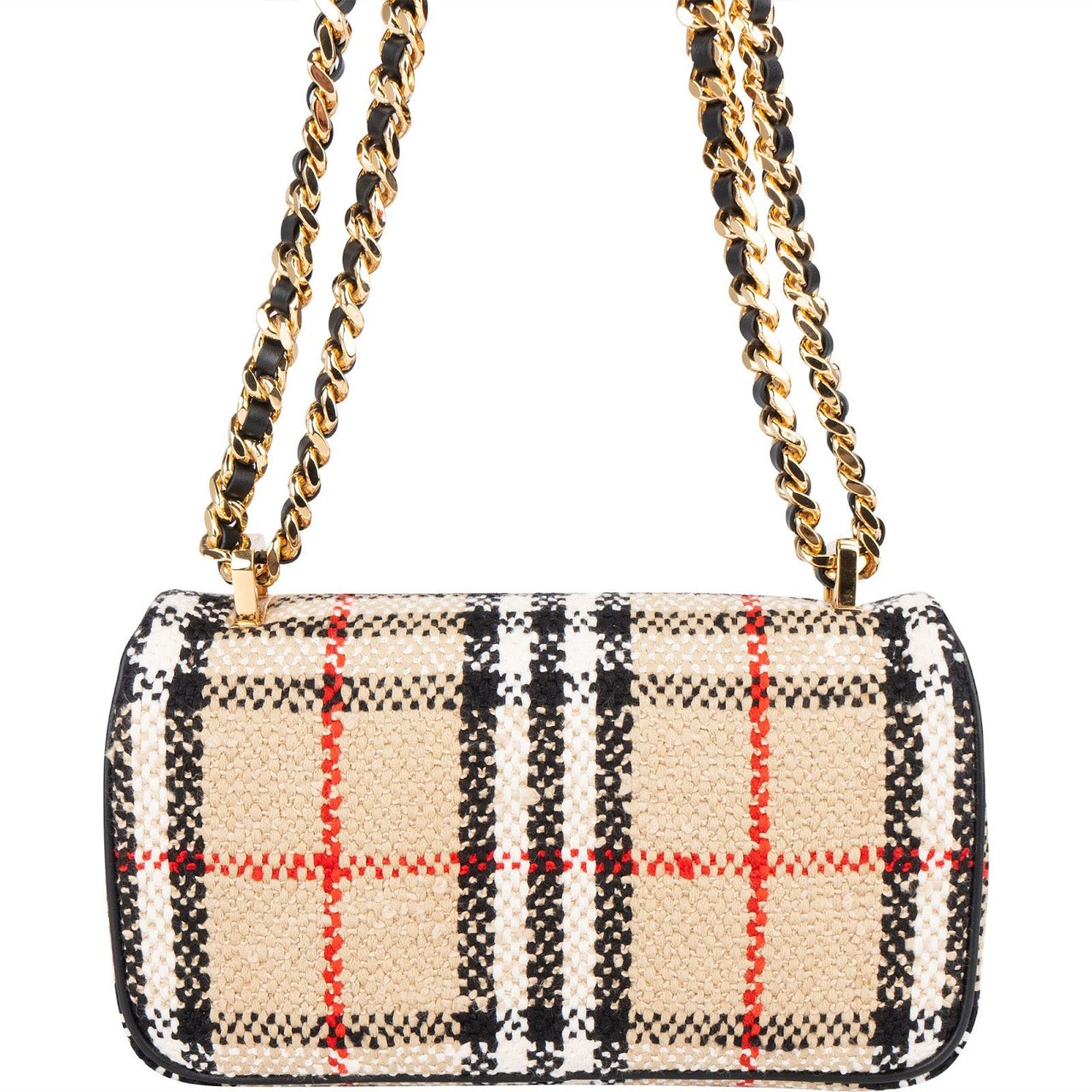 Burberry Tweed Check Lola Small Bouclé TB Crossbody Bag Beige