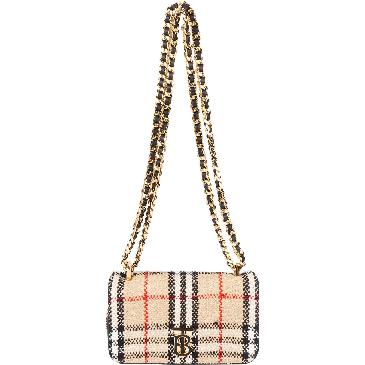 Burberry Tweed Check Lola Small Bouclé TB Crossbody Bag Beige