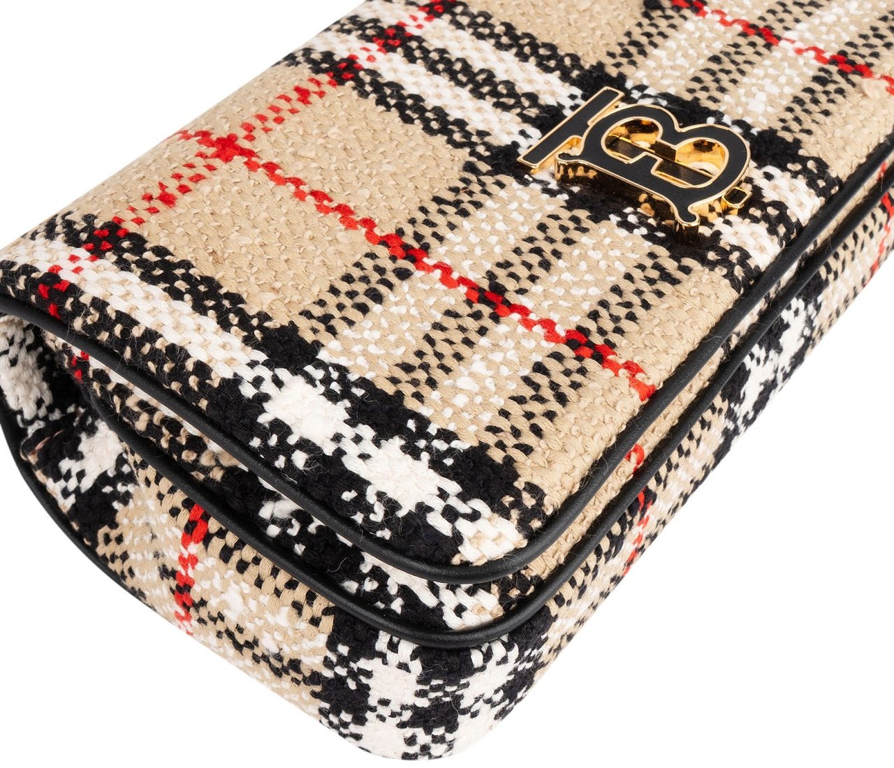 Burberry Tweed Check Lola Small Bouclé TB Crossbody Bag Beige