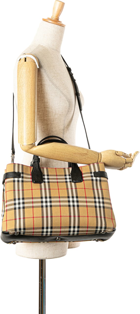 Burberry Medium House Check Canvas Banner Satchel Bruin