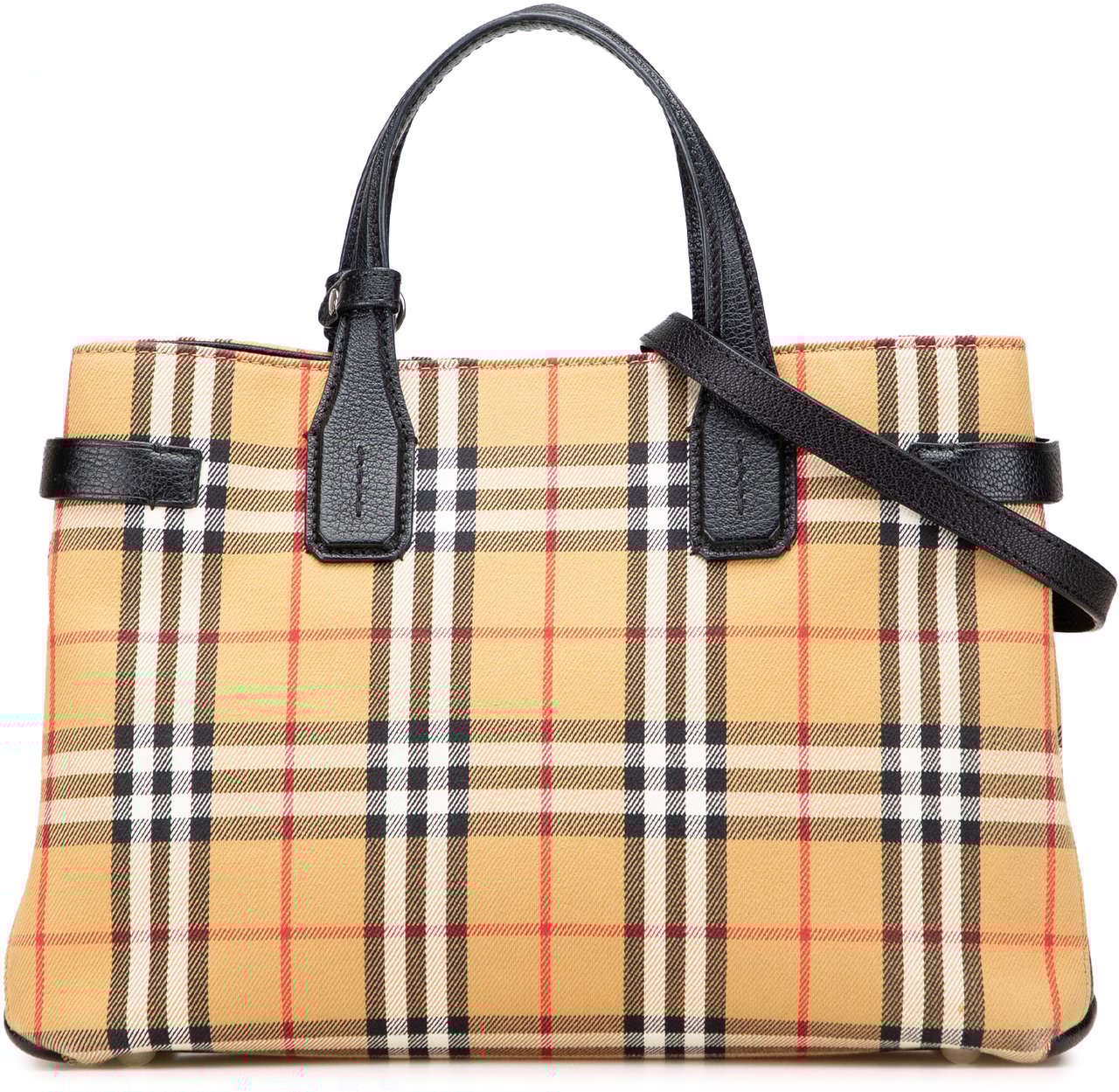 Burberry Medium House Check Canvas Banner Satchel Bruin