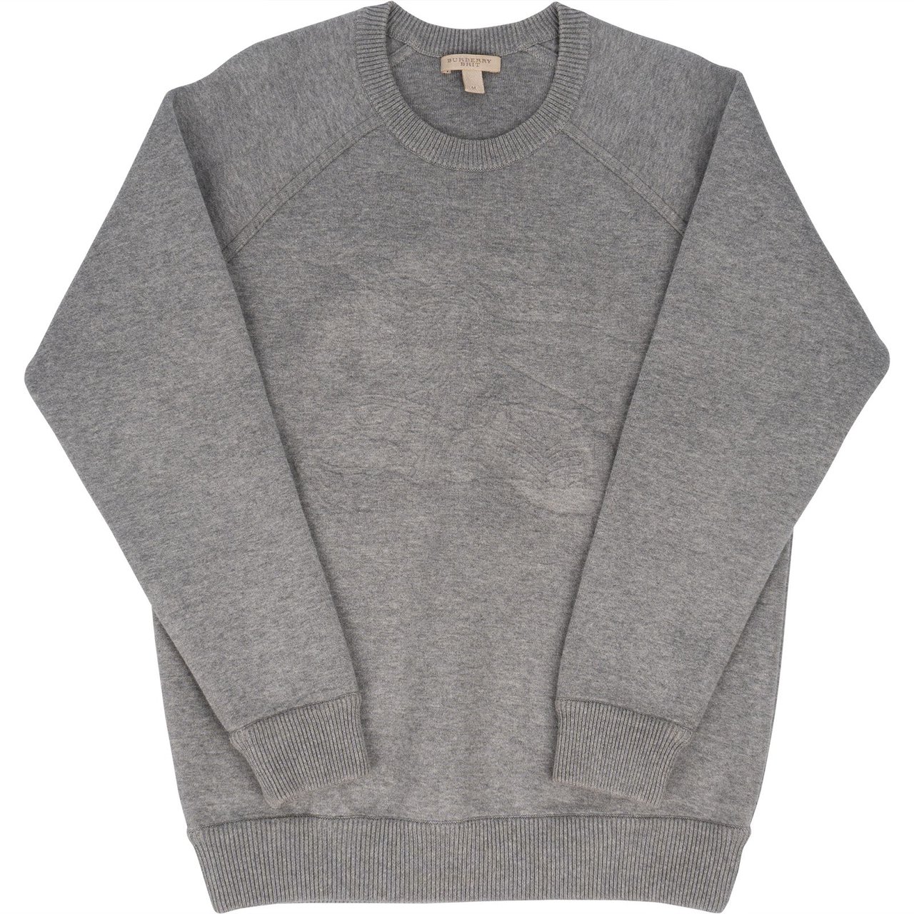 Burberry Burberry Grey Cotton Check Embossed Raglan Sweatshirt Sweater (M) Divers