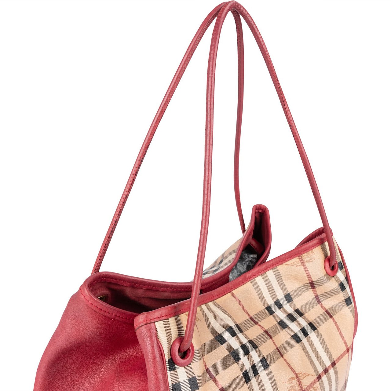 Burberry Burberry Haymarket Nova Check Tote Shoulder Bag Beige