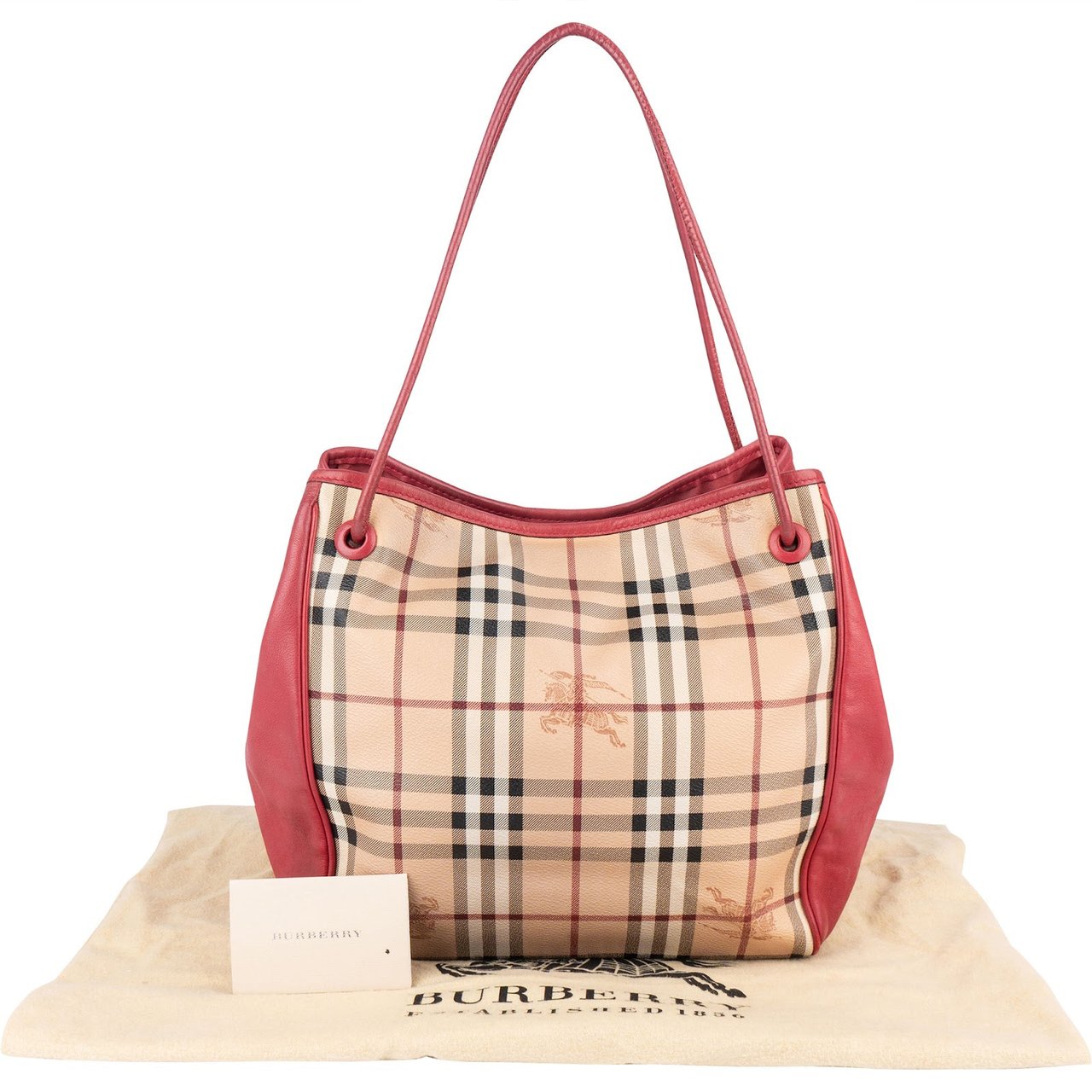Burberry Burberry Haymarket Nova Check Tote Shoulder Bag Beige