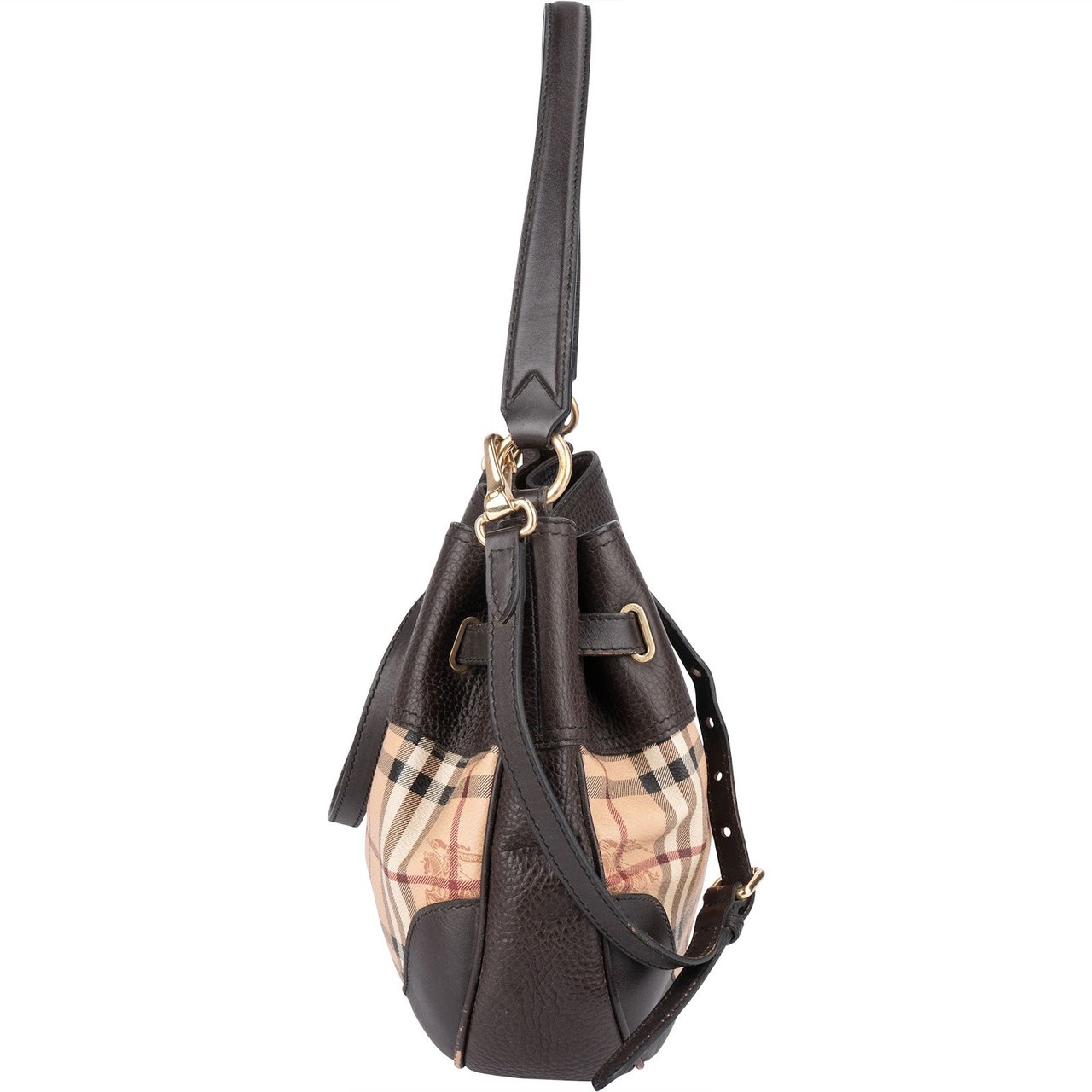 Burberry Burberry Nova Check Haymarket Hobo Shoulder Bag Beige