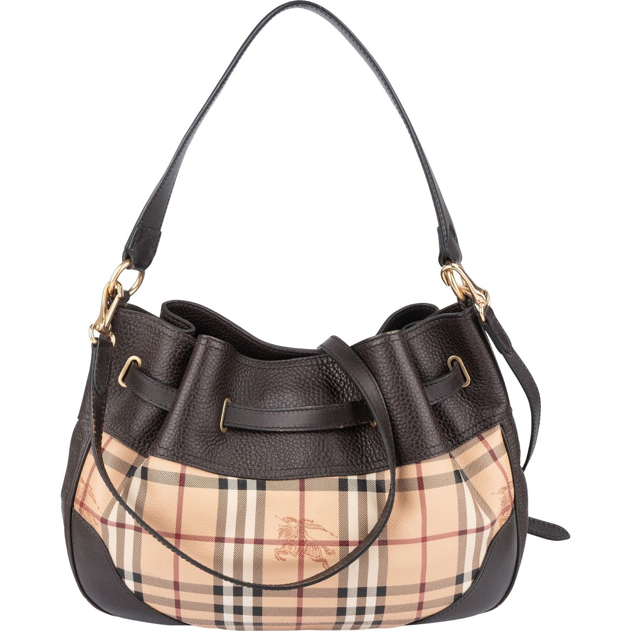Burberry Burberry Nova Check Haymarket Hobo Shoulder Bag Beige