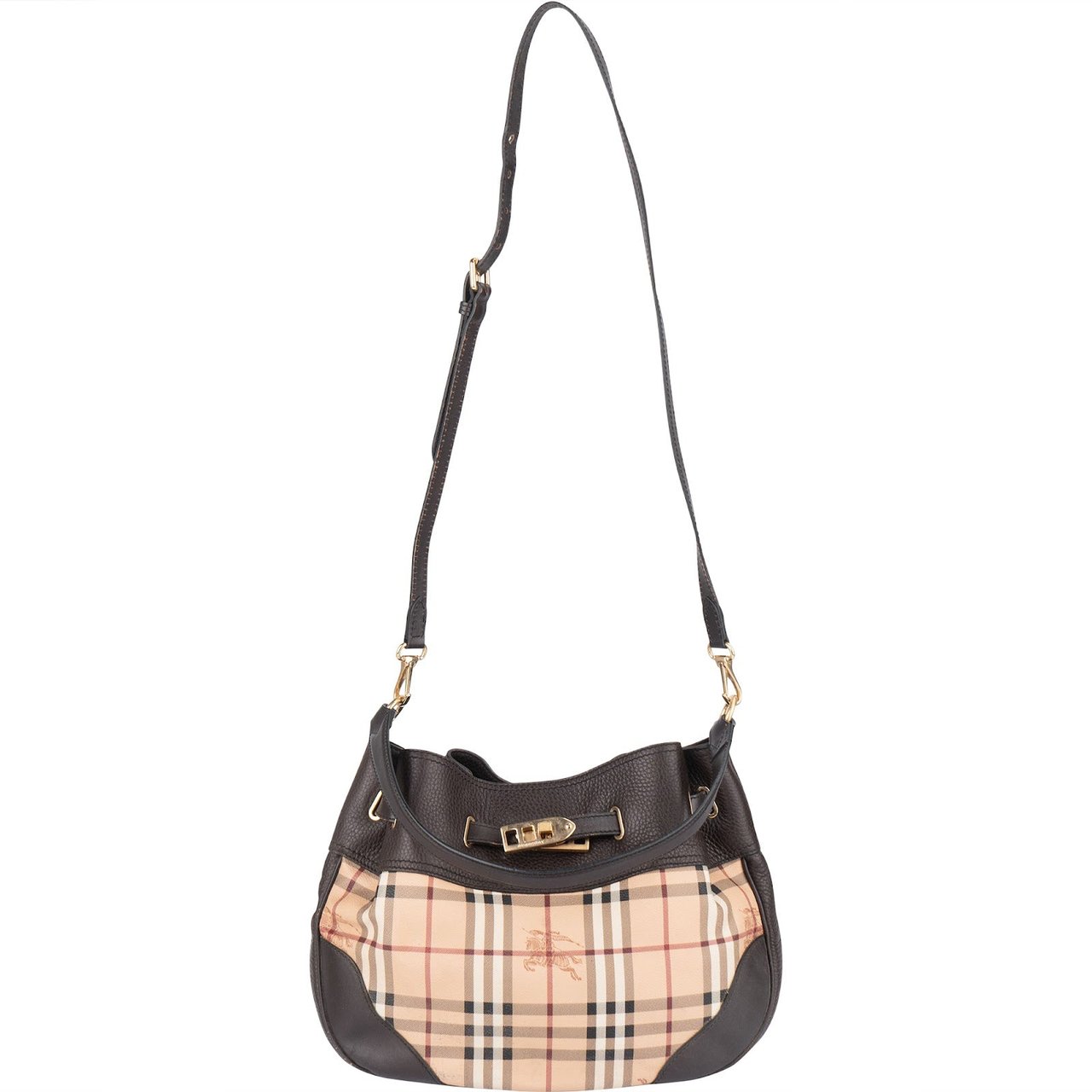 Burberry Burberry Nova Check Haymarket Hobo Shoulder Bag Beige