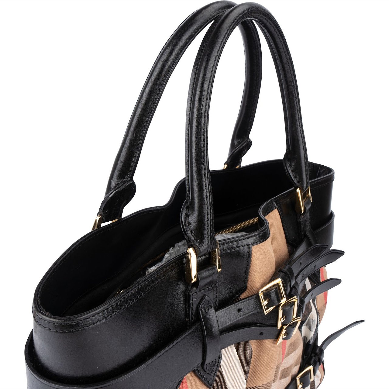 Burberry Burberry Nova-Check Monogram Medium Bridle Tote Handbag Beige